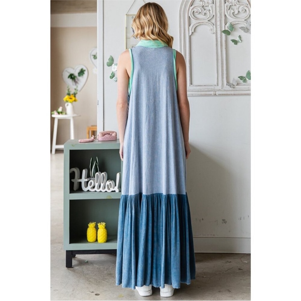 Oli & Hali Blue Washed Sleeveless Maxi Dress - Picture 4 of 16
